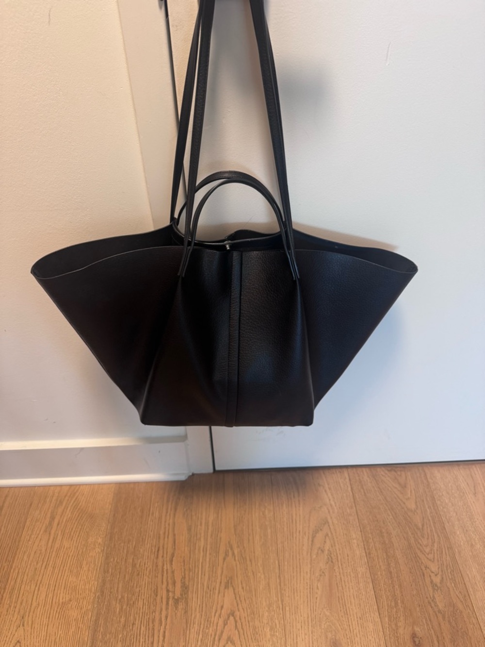 All Saints Black Leather Tote with Double Straps